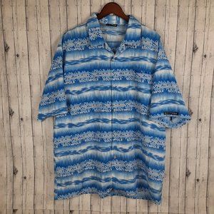 Southpole Button Shirt Men's XL All Over Print Blue White